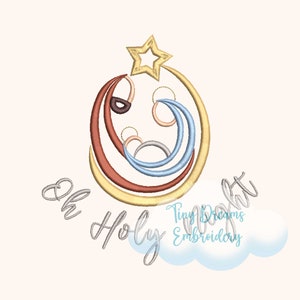 Diseño de bordado de la Natividad de Nochebuena con la escena de la estrella del Niño Jesús (descarga digital)