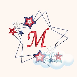 Ricamo a macchina digitale del 4 luglio, ricamo con monogramma personalizzato americano, ricamo con nome personalizzato per il giorno dell&#39;indipendenza, ricamo con stella
