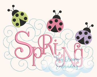 Spring Ladybug Daisies, Floral Spring, Daisy Flowers: Machine Embroidery Designs (Digital Download)