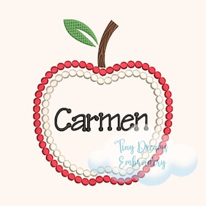 Apple Digital Machine Embroidery Design Custom Monogram Embroidery Design Apple Personalized Name Embroidery Design Kitchen Teacher Design