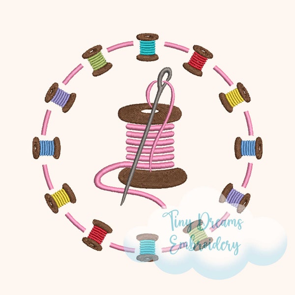 Spool Thread Digital Machine Embroidery Design Thread Embroidery Sewing Design Embroidery Needle Design Craft Embroidery Clock Design Thread