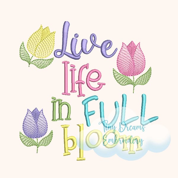 Floral Digital Machine Embroidery Design Tulip Embroidery Design Spring Life Embroidery Design Flower Bloom Embroidery Design Live Design