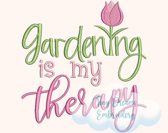 Gardening Therapy Machine Embroidery Design: Floral Tulip (Digital Download)