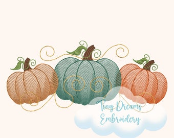 Pumpkin Embroidery Design: Fall Thanksgiving Decor (Digital Download)