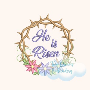 Egli è risorto macchina digitale ricamo Design Pasqua ghirlanda ricamo Design ricamo floreale Design Gesù corona ricamo Design religioso