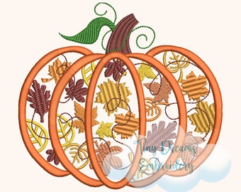 Diseño de bordado a máquina digital de calabaza Diseño de hojas de otoño Diseño de bordado de feliz día de Acción de Gracias Diseño de bordado de Acción de Gracias Otoño
