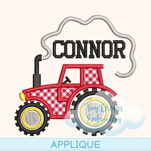 Tractor de granja máquina digital bordado diseño apliques niño monograma personalizado diseño bordado bebé niño nombre personalizado vehículo apliques