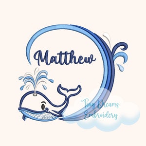 Cute Whale Digital Machine Embroidery Design Monogram Baby Boy Custom Monogram Embroidery Design Beach Personalized Name Embroidery Design