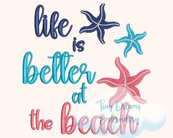 Life is Better at the Beach Embroidery Design: Starfish Summer (Digital Download)