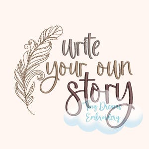 Write Your Own Story Digital Machine Embroidery Design Reading Pillow Embroidery Design Book Embroidery Design Feather Embroidery Design