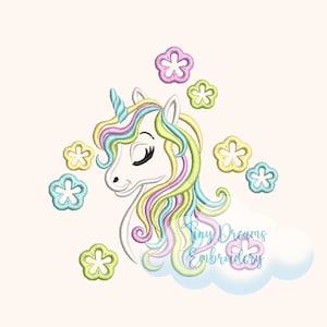 Spring Unicorn Embroidery Design: Floral Baby Girl Design (Digital)