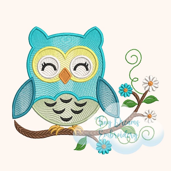 Cute Owl Digital Machine Embroidery Design Baby Animal Embroidery Design Floral Embroidery Design Spring Design Embroidery Baby Embroidery