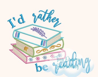 Reading Pillow Machine Embroidery Design: Stacked Books (Digital Download)