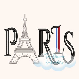 Paris Love Machine Embroidery Design, Eiffel Tower, France Flag, Travel Lovers Stitch (Digital Download)