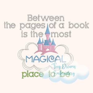 Read Magical Place Embroidery Design: Fairytale Princess Castle, Reading Pillow, Dream Story Machine Embroidery (Digital Download)