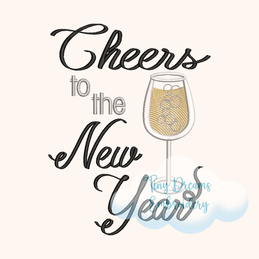 Cheers New Year Digital Machine Embroidery Design Happy New Year Design Embroidery 2025