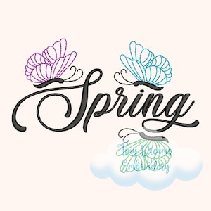 Butterfly Spring Embroidery Design: Machine Embroidery (Digital Download)