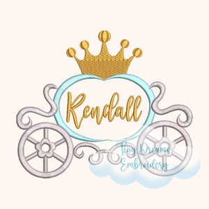 Princess Carriage Digital Machine Embroidery Design Princess Monogram Design Custom Girl Name Embroidery Design Fairytale Design Embroidery