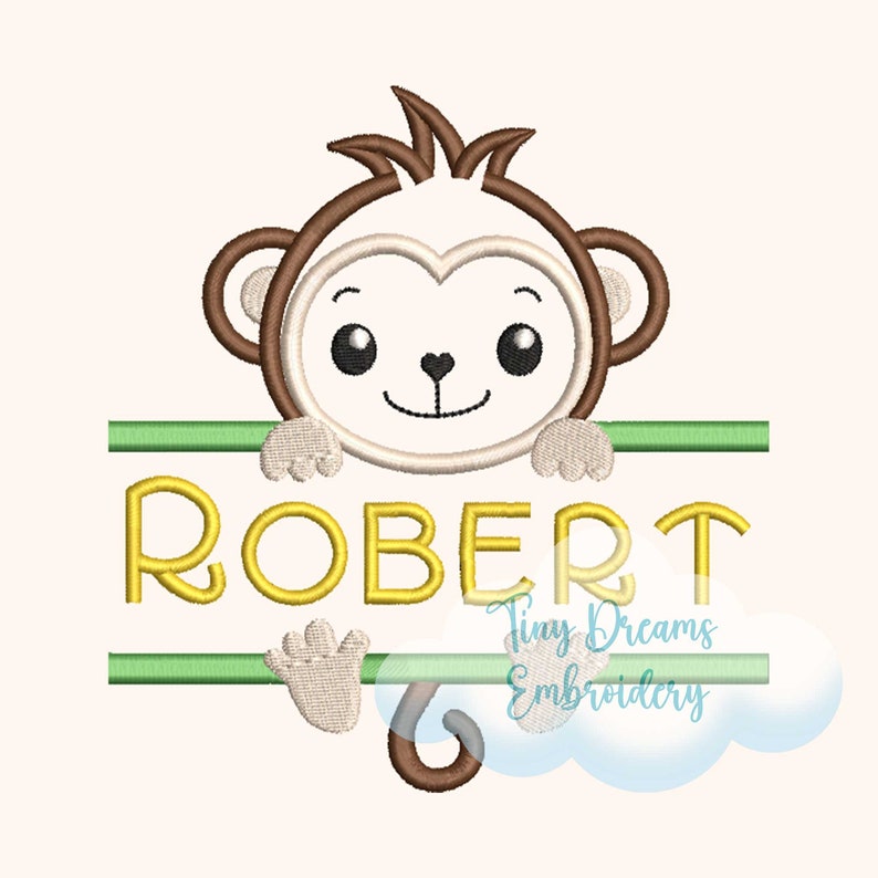 Monkey Embroidery Design | Baby Animal, Custom Name (digital Download ...