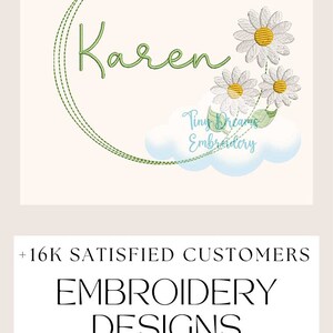 Floral Ladybug Digital Machine Embroidery Design Custom Monogram Daisy