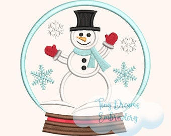 Schneemann Schneekugel Stickdatei: Winter Schneeflocke (Digitaler Download)