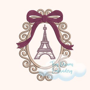 Broderidesign med Eiffeltornets kamé: Paris-tema (digital nedladdning)
