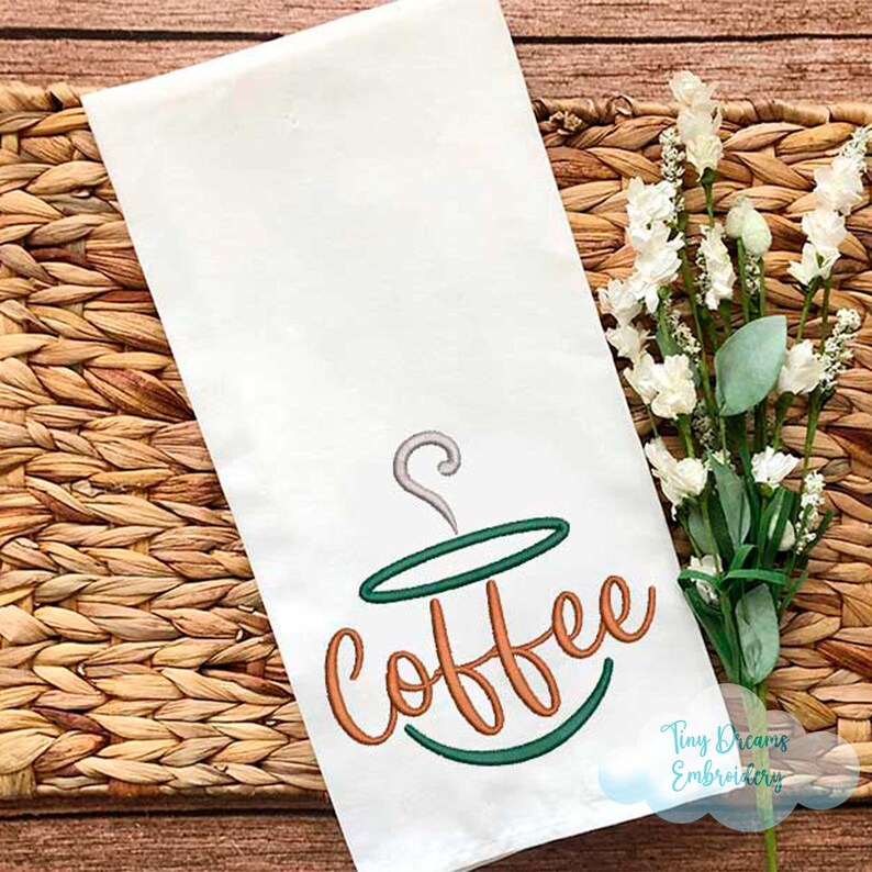 Coffee Cup Design Embroidery Kitchen Coffee Embroidery Design Morning Cappuccino