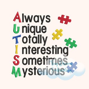 Autism Puzzle Embroidery Design: Unique Girl and Boy, Autism Awareness, Special Needs (Digital Download)