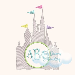 Castle Embroidery Design: Princess Monogram (Digital Download)