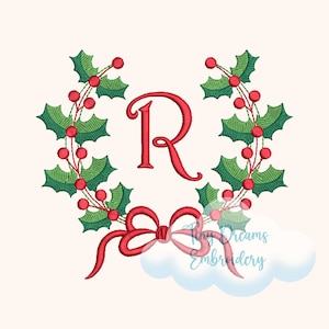 Christmas Mistletoe Monogram Embroidery Design (Digital Download)