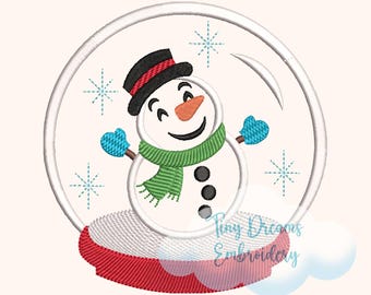 Snowkugel Schneemann Stickmuster: Winter Schneeflocke (Digitaler Download)