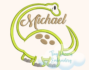 Cute Dinosaur Embroidery Design: Custom Name Monogram (Digital Download)