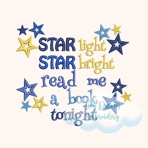Reading Books Embroidery Design Reading Pillow Star Book Design (Digital Download)