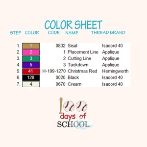 100 Days School Baseball Ball Game Applique Machine Embroidery Design Sport (Digital Download)