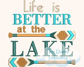 Lake Camping Machine Embroidery Design, Better Life, Rowboat, Vacation Stitch (Digital Download)