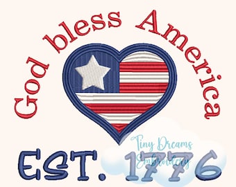 God Bless America Embroidery Design: American Flag (Digital Download)