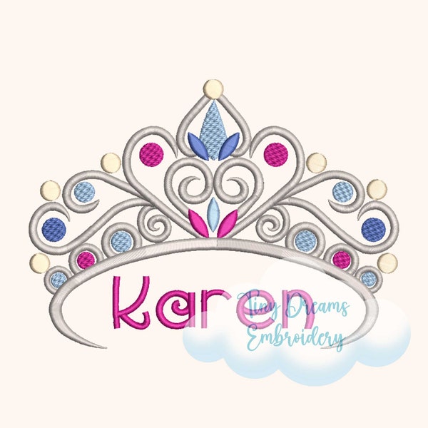 Princess Crown Digital Machine Embroidery Design Custom Monogram Girl Personalized Name Embroidery Design Princess Girl Design Embroidery