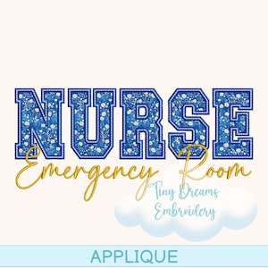 Emergency Room Nurse Digital Machine Embroidery Design Applique ER Nurse Embroidery Design Emergency Nurse Applique Embroidery Medical Nurse