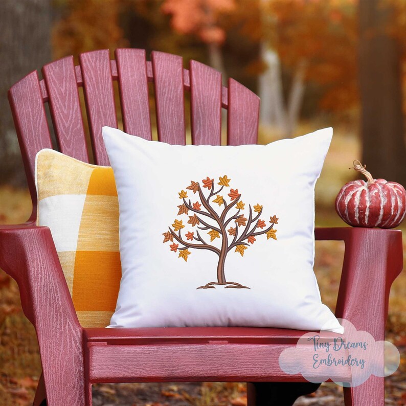 Autumn Tree Machine Embroidery Design, Fall Leaves, Thanksgiving ...