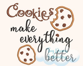 Chocolate Chip Cookie Embroidery Design: Kitchen Decor (Digital Download)