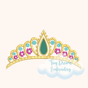 Princess Crown Floral Embroidery Design (Digital Machine Embroidery)