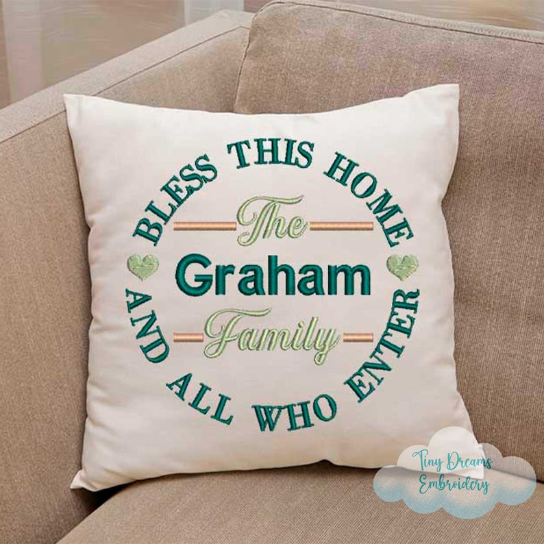 Blessed Home Embroidery Design Custom Name Monogram Personalized Home ...