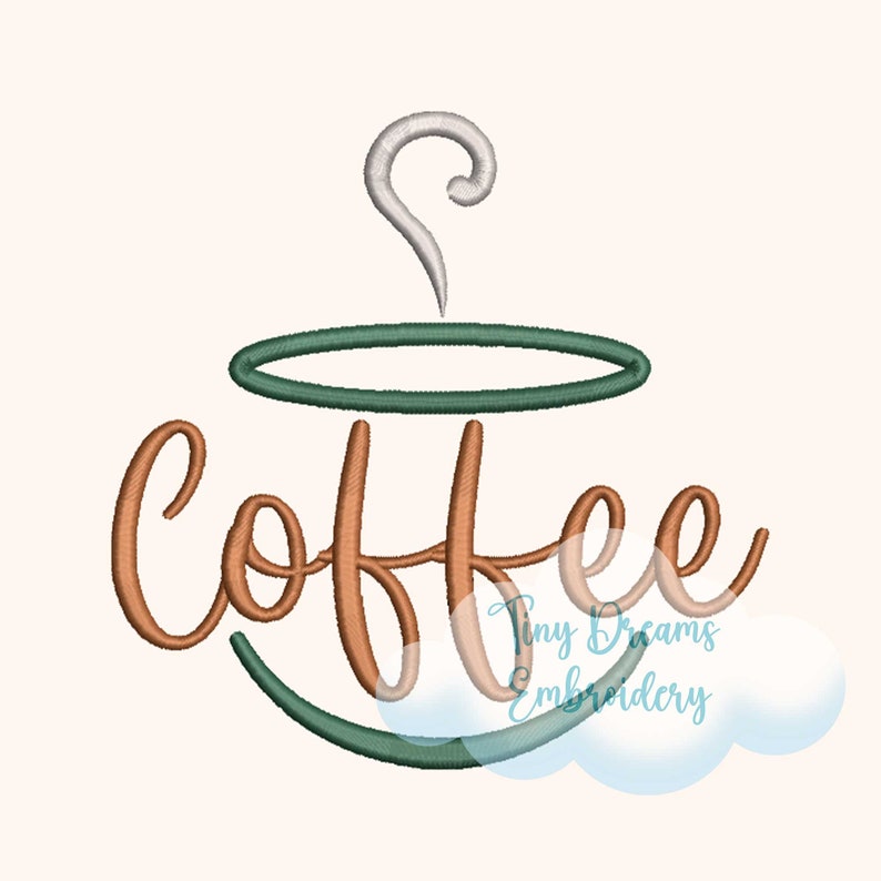 Coffee Digital Machine Embroidery Design Coffee Cup Design Embroidery Kitchen Coffee Embroidery Design