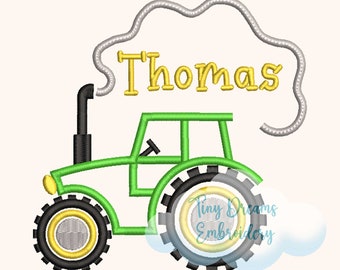 Farm Tractor Digital Machine Embroidery Design Boy Custom Monogram Design Embroidery Baby Boy Personalized Name Embroidery Design Vehicle