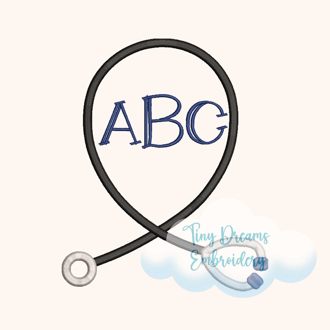 Stethoscope Digital Machine Embroidery Design Custom Monogram Etsy