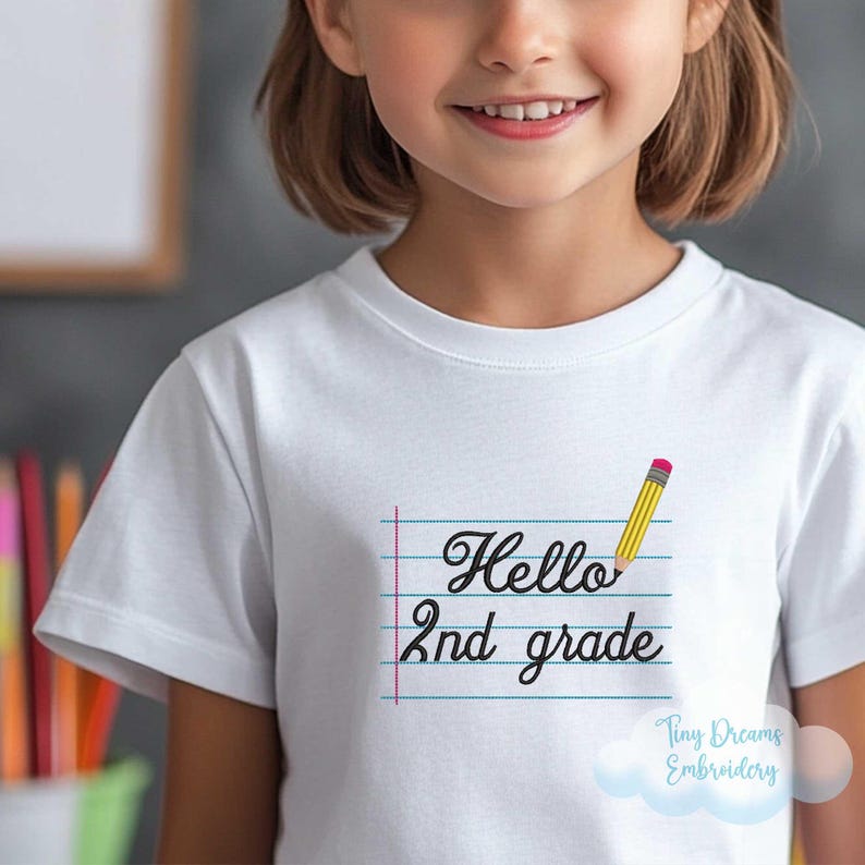 2nd Grade Notebook Machine Embroidery Design, Back to School, Pencil ...