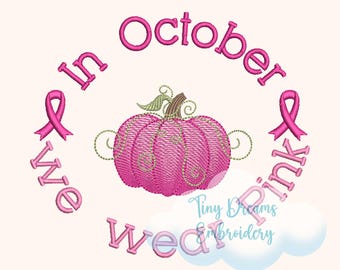 Pink Pumpkin Embroidery Design: Breast Cancer Awareness (Digital Download)