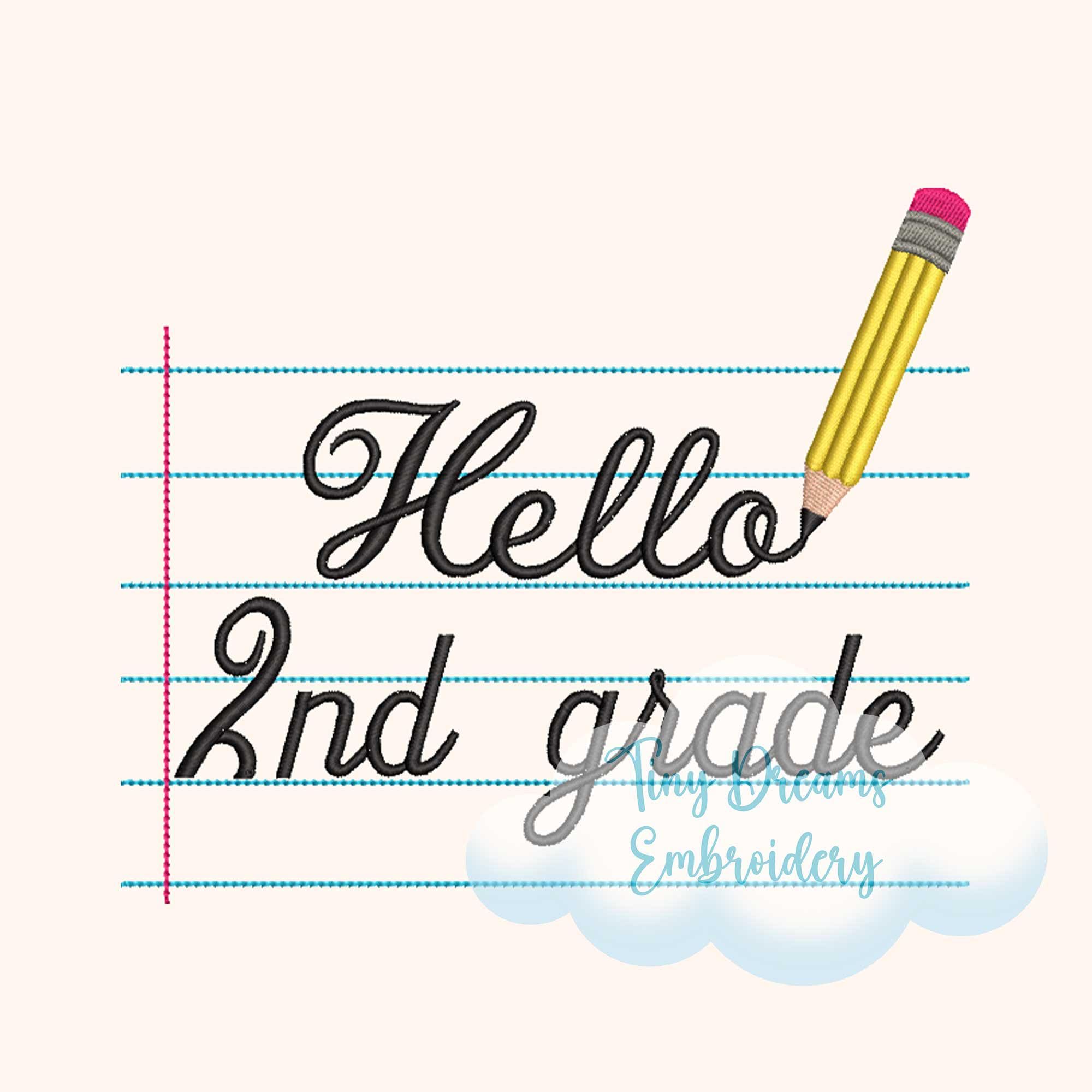 2nd Grade Notebook Machine Embroidery Design, Back to School, Pencil ...