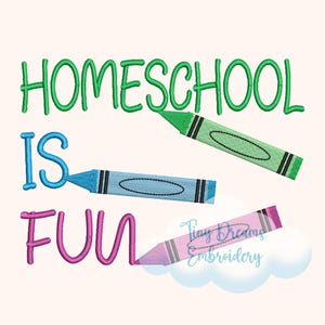 Homeschool Fun Digital Machine Embroidery Design Color Crayon Embroidery Design Back School Embroidery Design Home Teach Embroidery Design