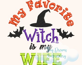 Witch Hat Embroidery Design: Spooky Halloween Bat (Digital Download)